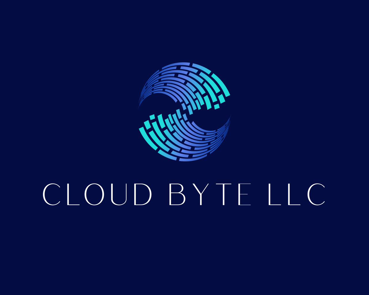 A blue and white logo of cloud byte llc